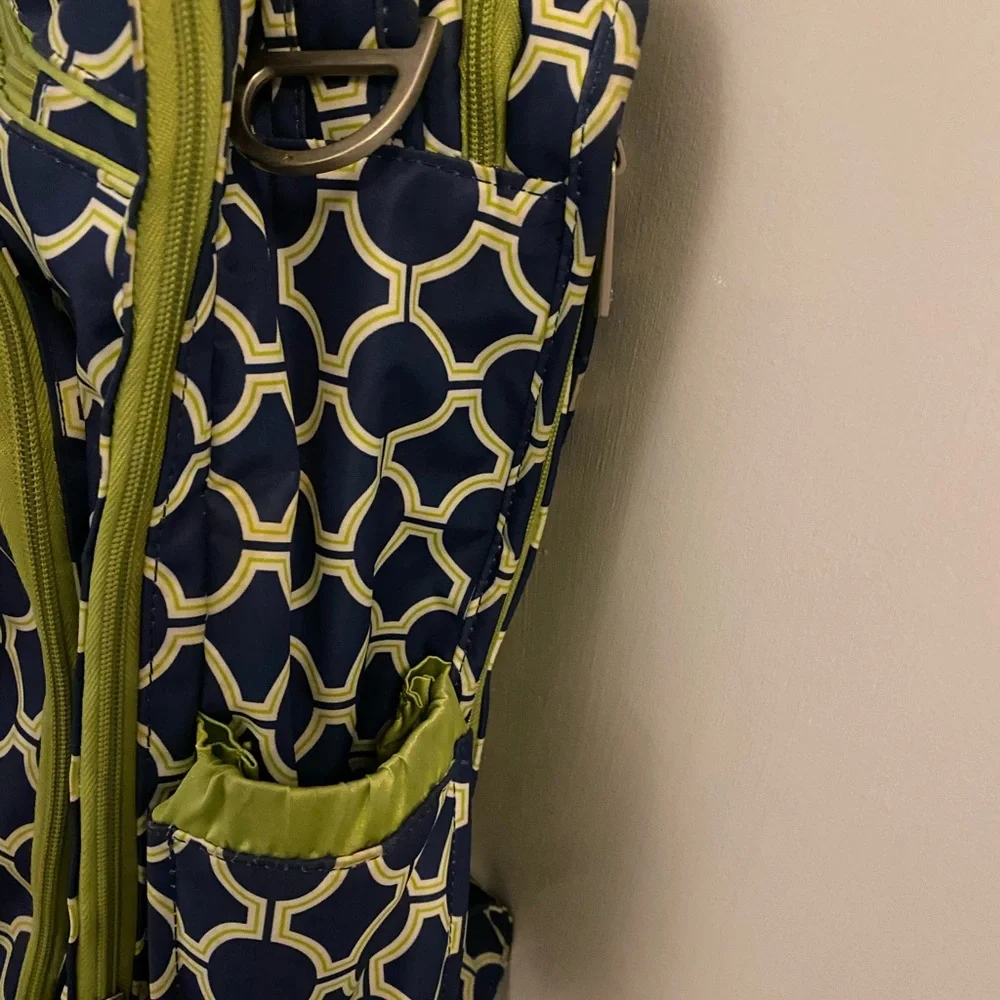 JuJuBe Backpack Green and Blue Diaper Bag Used
